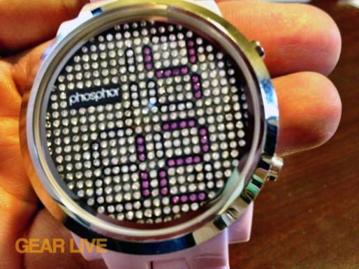 Phosphor Appear watch face up close