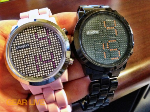 Phosphor Appear pink and black nylon watches