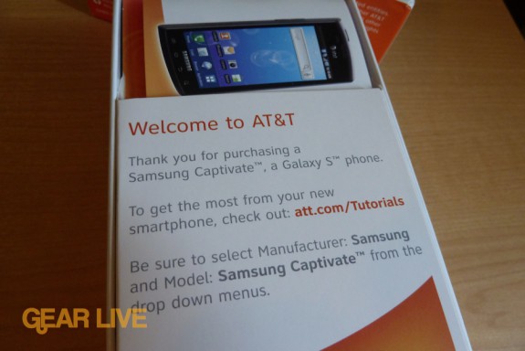 Samsung Captivate Welcome to ATT