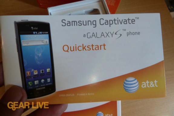 Samsung Captivate Quickstart guide