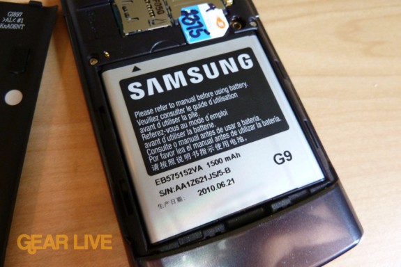 Samsung Captivate battery inserted