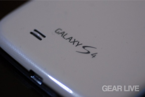 Samsung Galaxy S4 logo and speaker