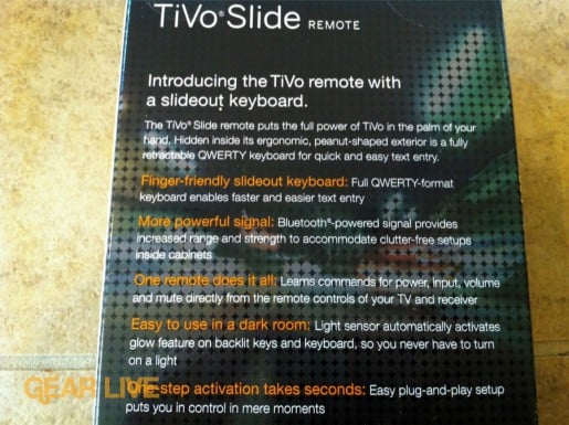 Back of TiVo Slide remote box