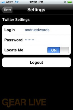 Twinkle settings screen