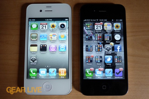 White and black iPhone 4 displays
