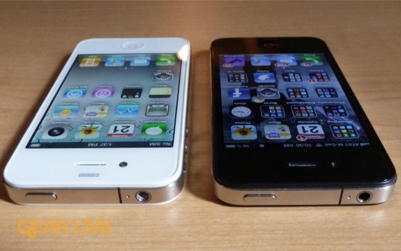 White iPhone 4 and black iPhone 4 top