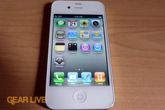 White iPhone 4 powered on