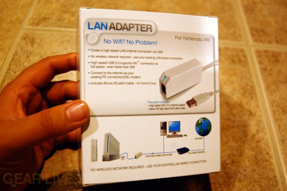Back of Wii LAN Adapter Box