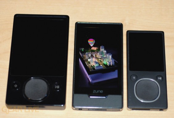 Zune HD vs. Zune 120 vs. Zune 8 size comparison