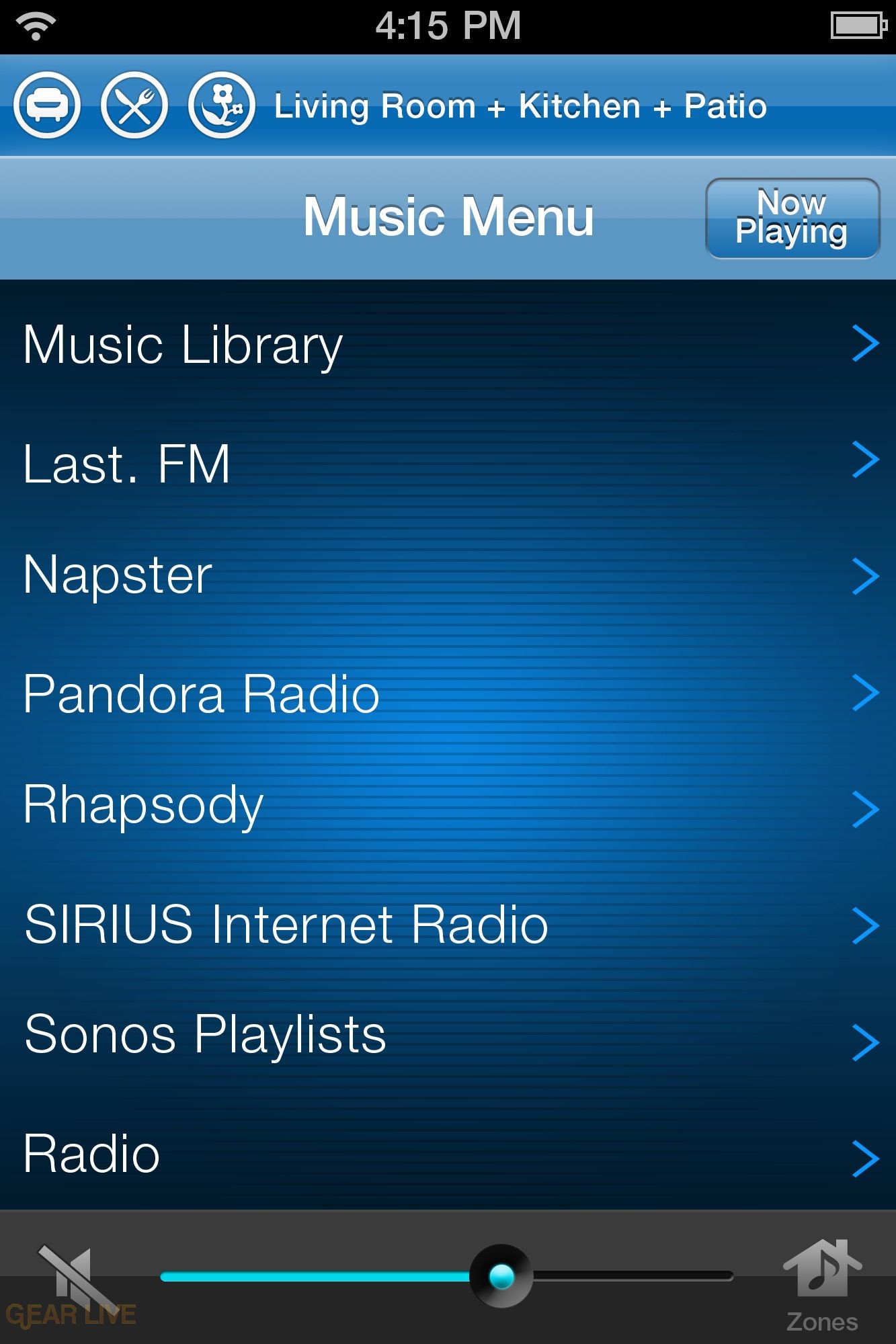 Sonos iPhone: List View
