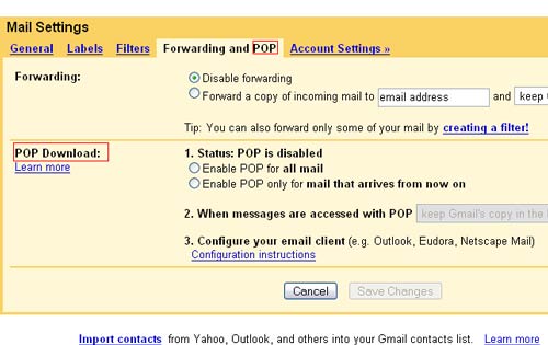 GMail Enables POP Email